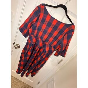 Oklich red and blue shirt sleeve dress 2XL. NWT